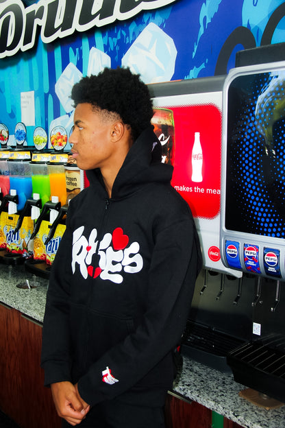 Take Five Black " ∞ love " Zip-Up Hoodie